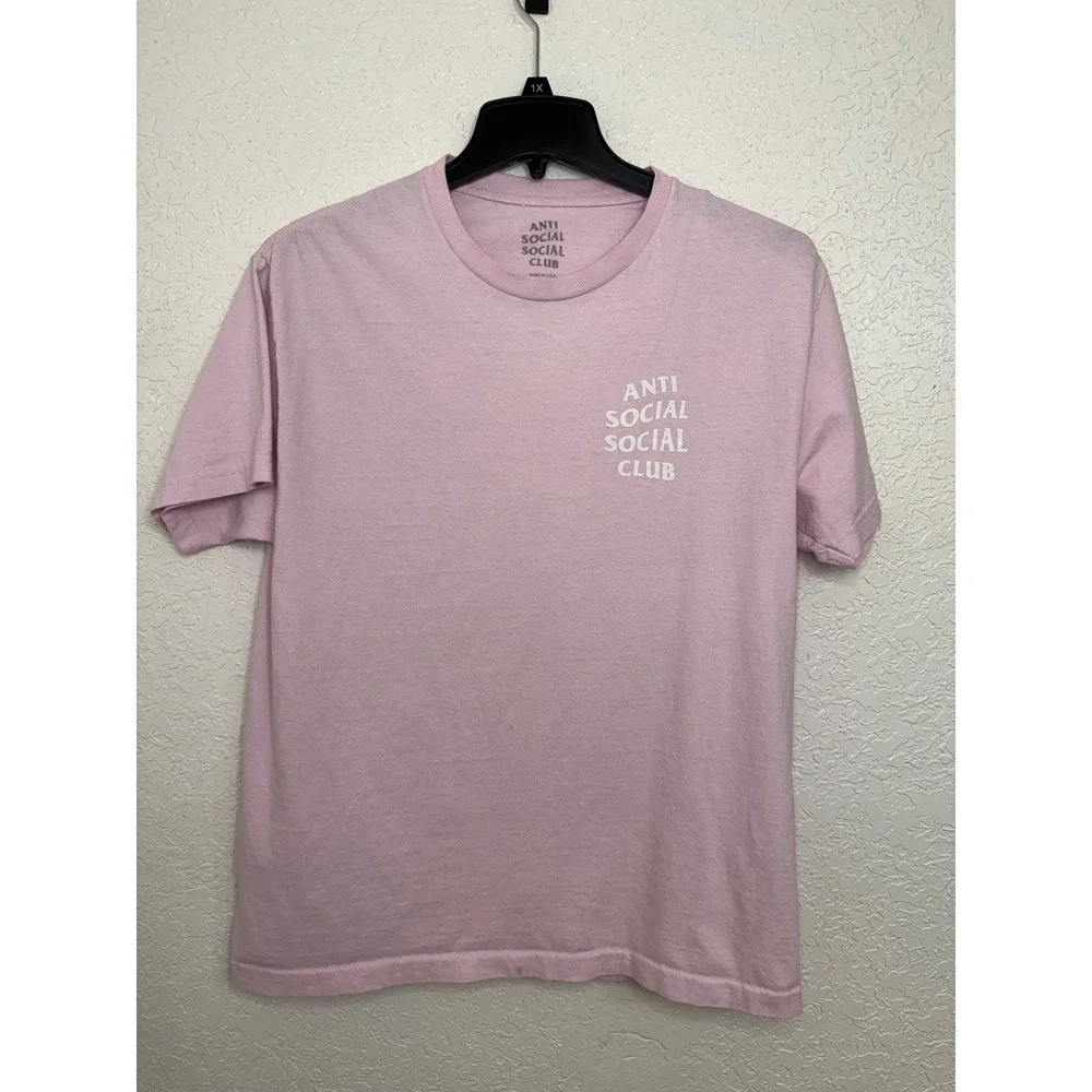 Anti Social Social Club Pink Cherry Blossom Butterfly Logo T-Shirt Womens Large